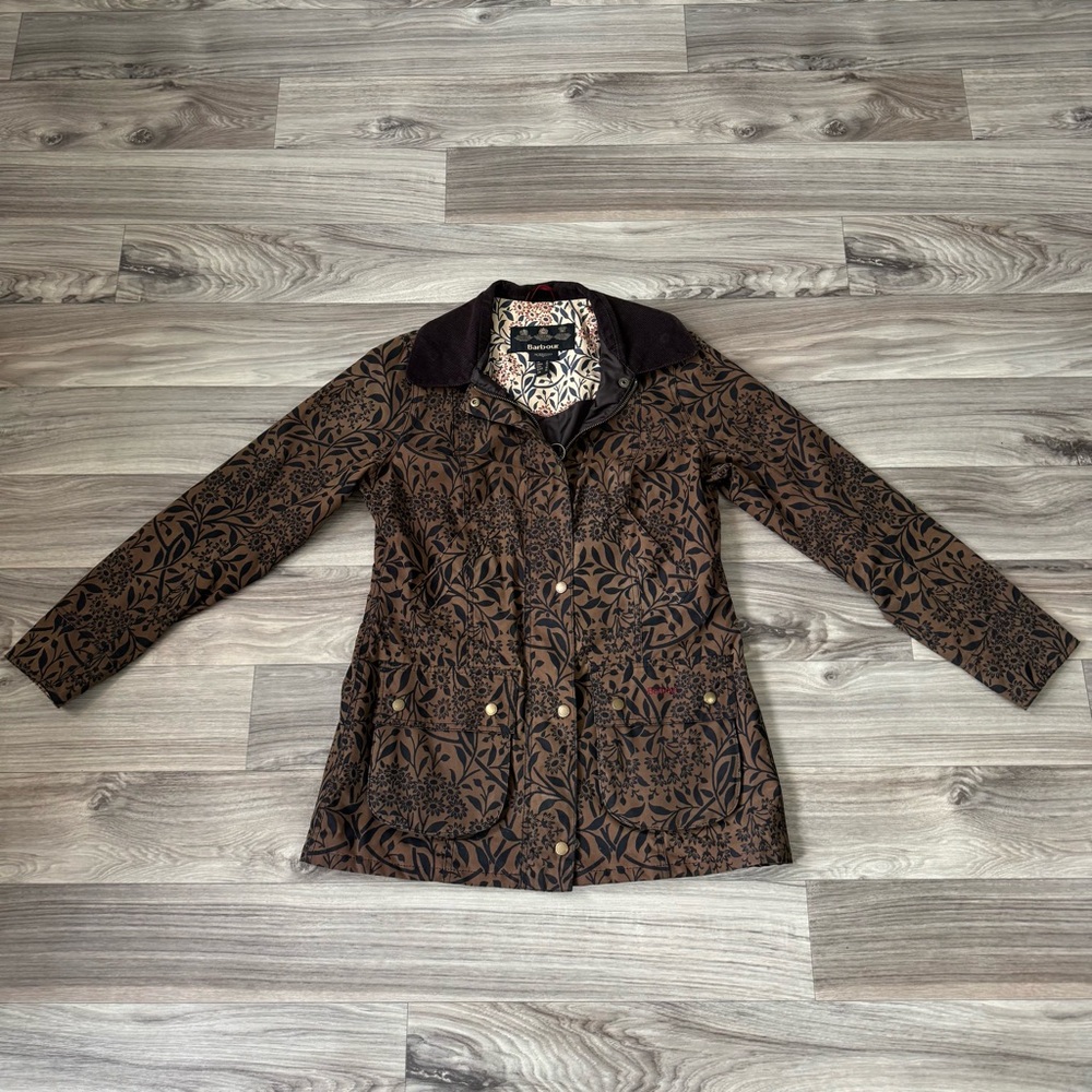Barbour x William Morris May Wax Jacket Floral Medway Print Size USA 8